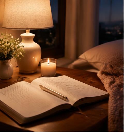 Hand writing a heartfelt letter to God in a journal beside an open Bible