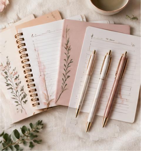 Thirty-day Christian journaling calendar beside a Bible and pink pen