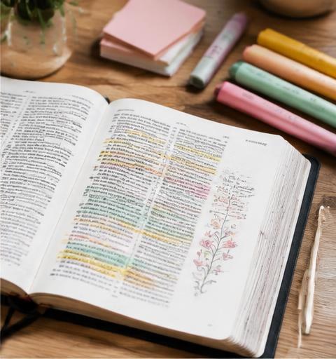 Woman quietly reading her Bible and journaling near a window