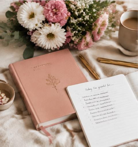 Comforting journal, Bible, blanket, and tea arranged for a difficult season